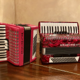 Solid Pink & Red Celluloid Accordion